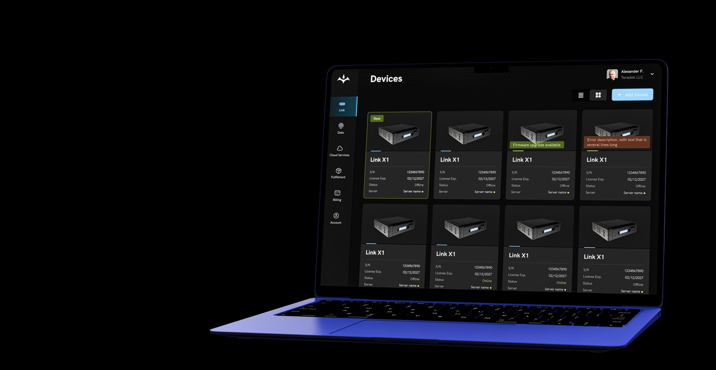 Teradek Link 웹 사용자 인터페이스