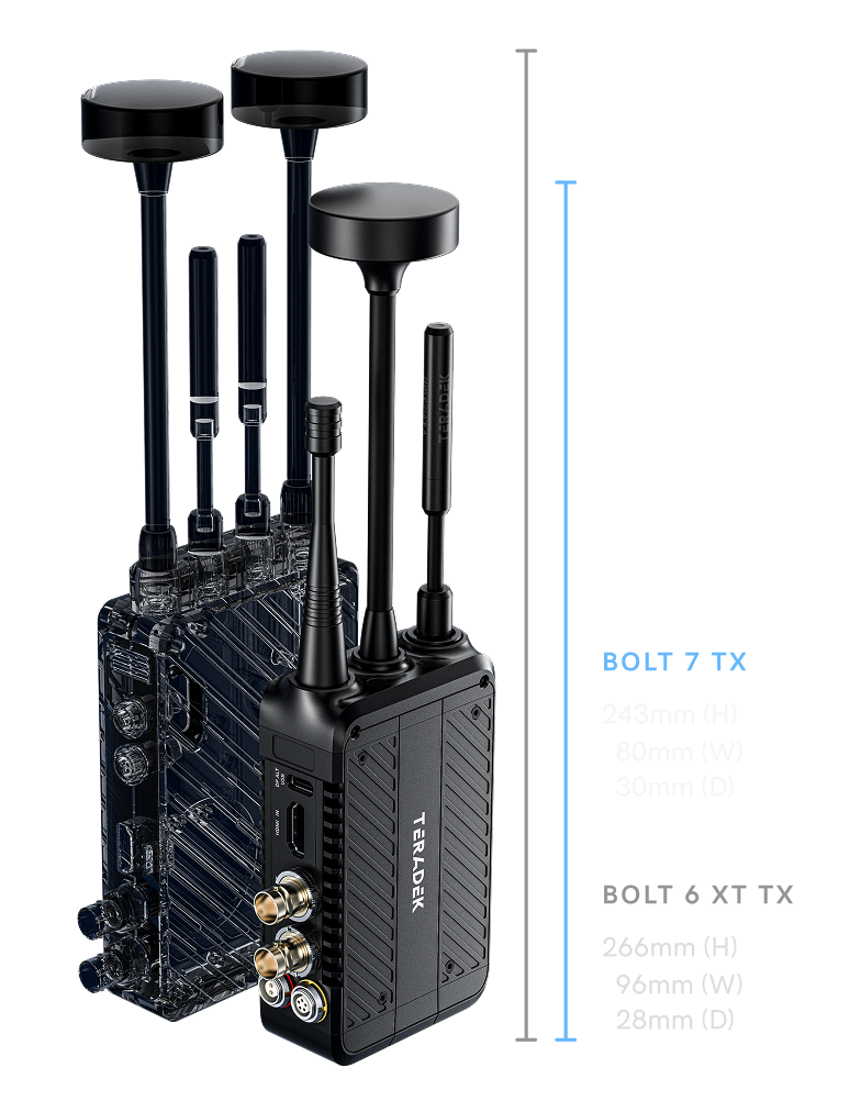 Bolt 7 TX와 Bolt 6 XT TX 크기 비교