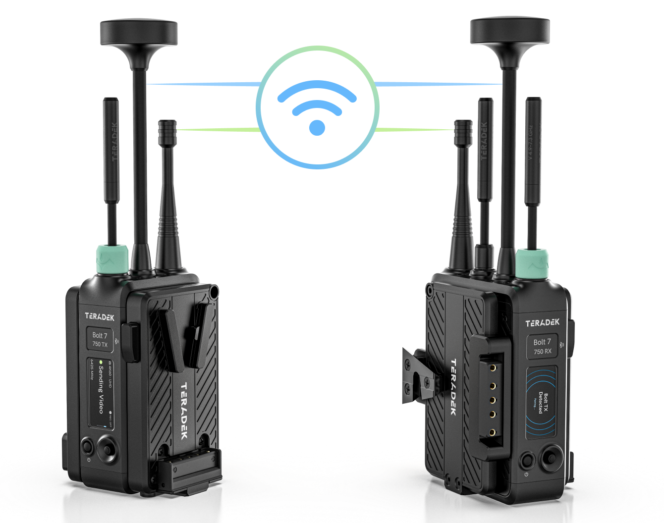 900MHz 무선 채널로 페어링된 Bolt 7 TX와 RX